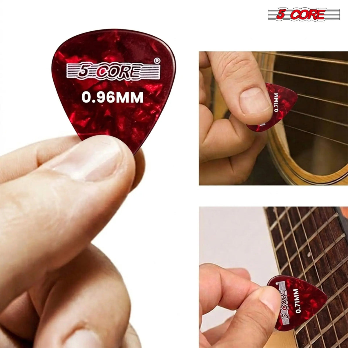 5 Core Guitar Picks 12 Piece Celluloid Light Medium Heavy Extra Heavy for Acoustic Electric Guitars - HONORABLE VETERANS SOLUTIONS