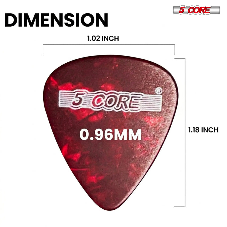 5 Core Guitar Picks 12 Piece Celluloid Light Medium Heavy Extra Heavy for Acoustic Electric Guitars - HONORABLE VETERANS SOLUTIONS