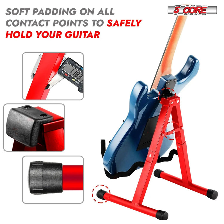 5 Core Guitar Stand 2 Pack A Frame w Soft Foam Arm Non Slip Rubber for Acoustic Electric Bass - HONORABLE VETERANS SOLUTIONS