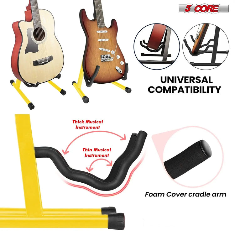 5 Core Guitar Stand 2PC A Frame w Soft Foam Arm Non Slip Rubber for Acoustic Electric Bass - HONORABLE VETERANS SOLUTIONS