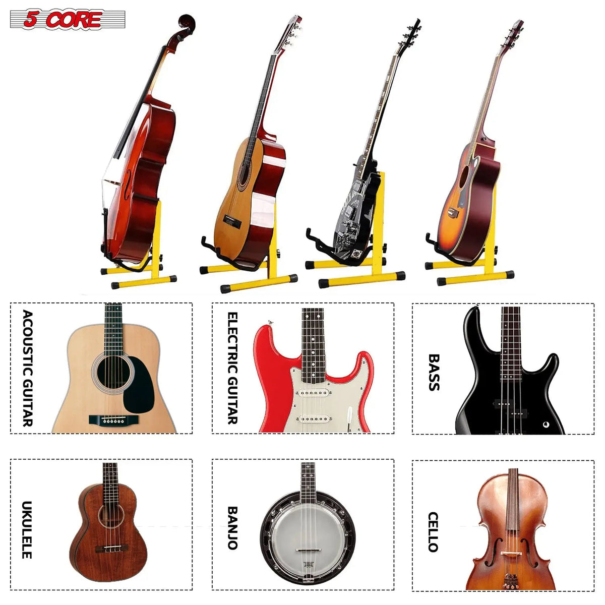 5 Core Guitar Stand A Frame w Soft Foam Arm Non Slip Rubber for Acoustic Electric Bass - HONORABLE VETERANS SOLUTIONS