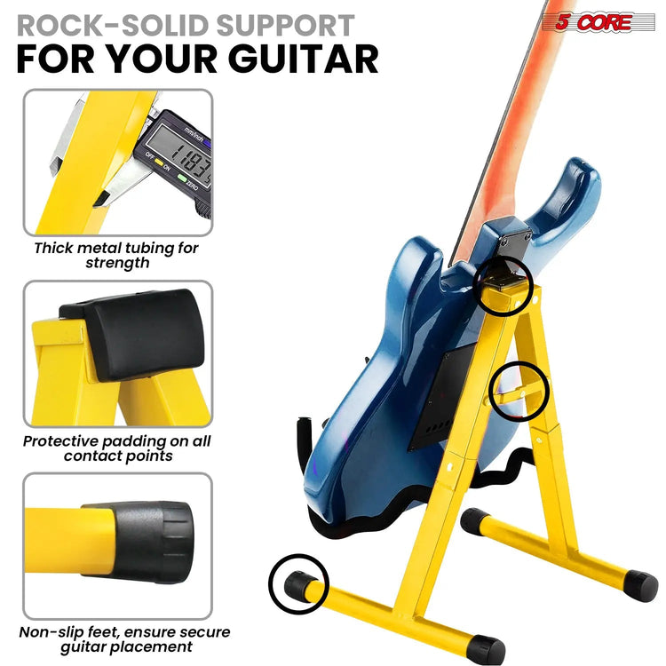 5 Core Guitar Stand A Frame w Soft Foam Arm Non Slip Rubber for Acoustic Electric Bass - HONORABLE VETERANS SOLUTIONS