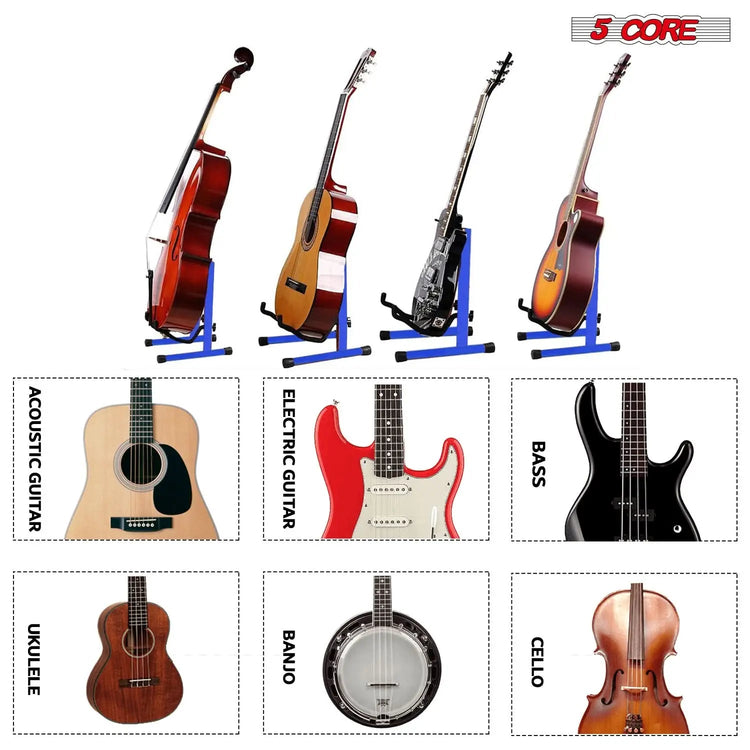 5 Core Guitar Stand A Frame w Soft Foam Arm Non Slip Rubber for Acoustic Electric Bass Ukulele - HONORABLE VETERANS SOLUTIONS