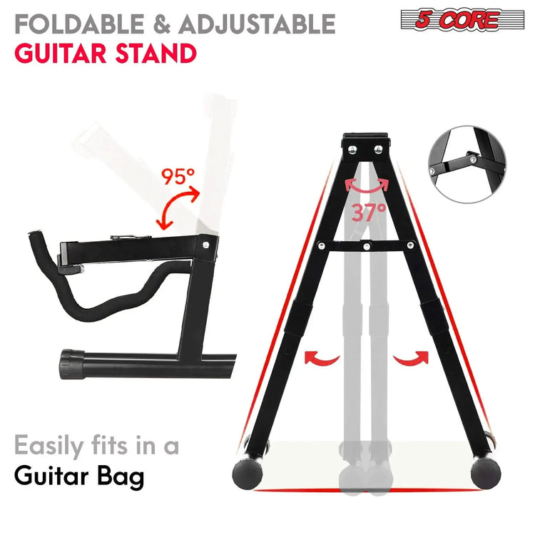 5 Core Guitar Stand A Frame w Soft Foam Arm Non Slip Rubber for Acoustic Electric Bass Ukulele - HONORABLE VETERANS SOLUTIONS