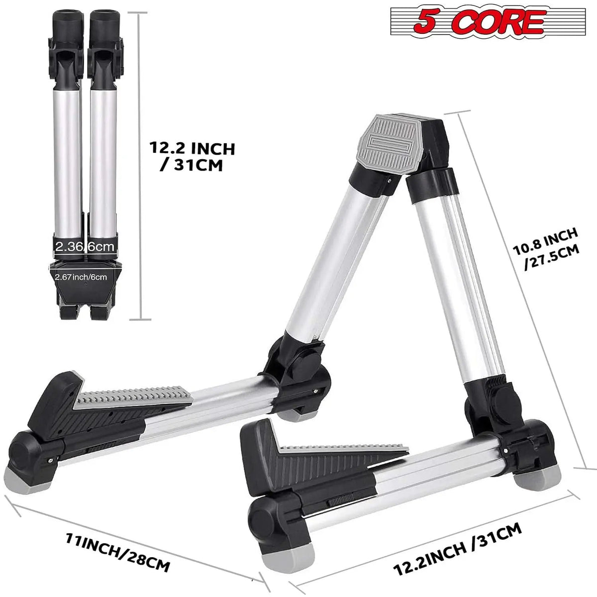 5 Core Guitar Stand Adjustable A Frame Shape w Rubber Pad Arms Supports Acoustic Electric Bass - HONORABLE VETERANS SOLUTIONS