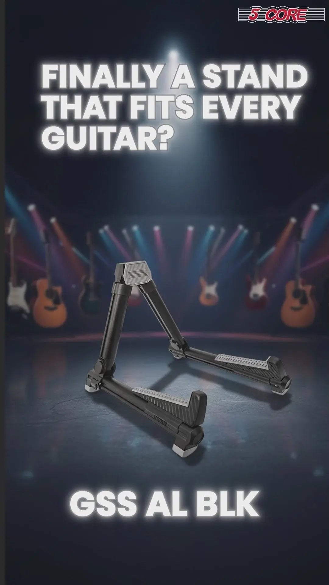 5 Core Guitar Stand Adjustable A Frame Shape w Rubber Pad Arms Supports Acoustic Electric Bass - HONORABLE VETERANS SOLUTIONS