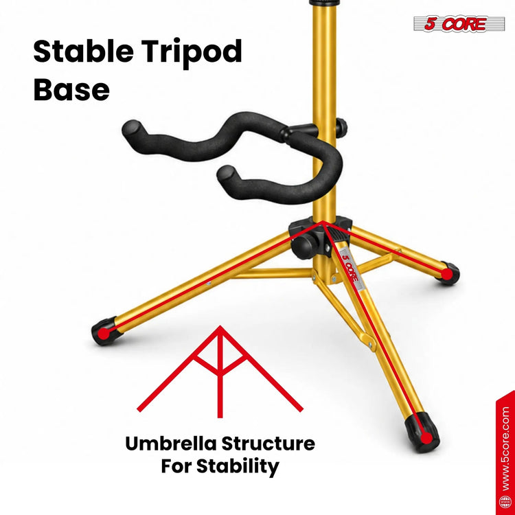 5 Core Guitar Stand Floor Adjustable Heavy Duty w Neck Holder for Acoustic Electric Classic Bass - HONORABLE VETERANS SOLUTIONS