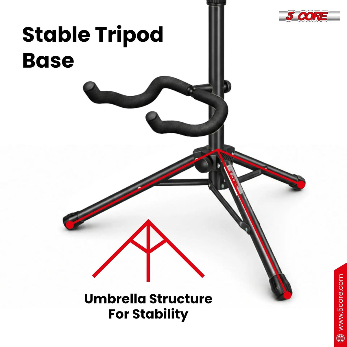 5 Core Guitar Stand Floor Adjustable Heavy Duty w Neck Holder for Acoustic Electric Classic Bass - HONORABLE VETERANS SOLUTIONS