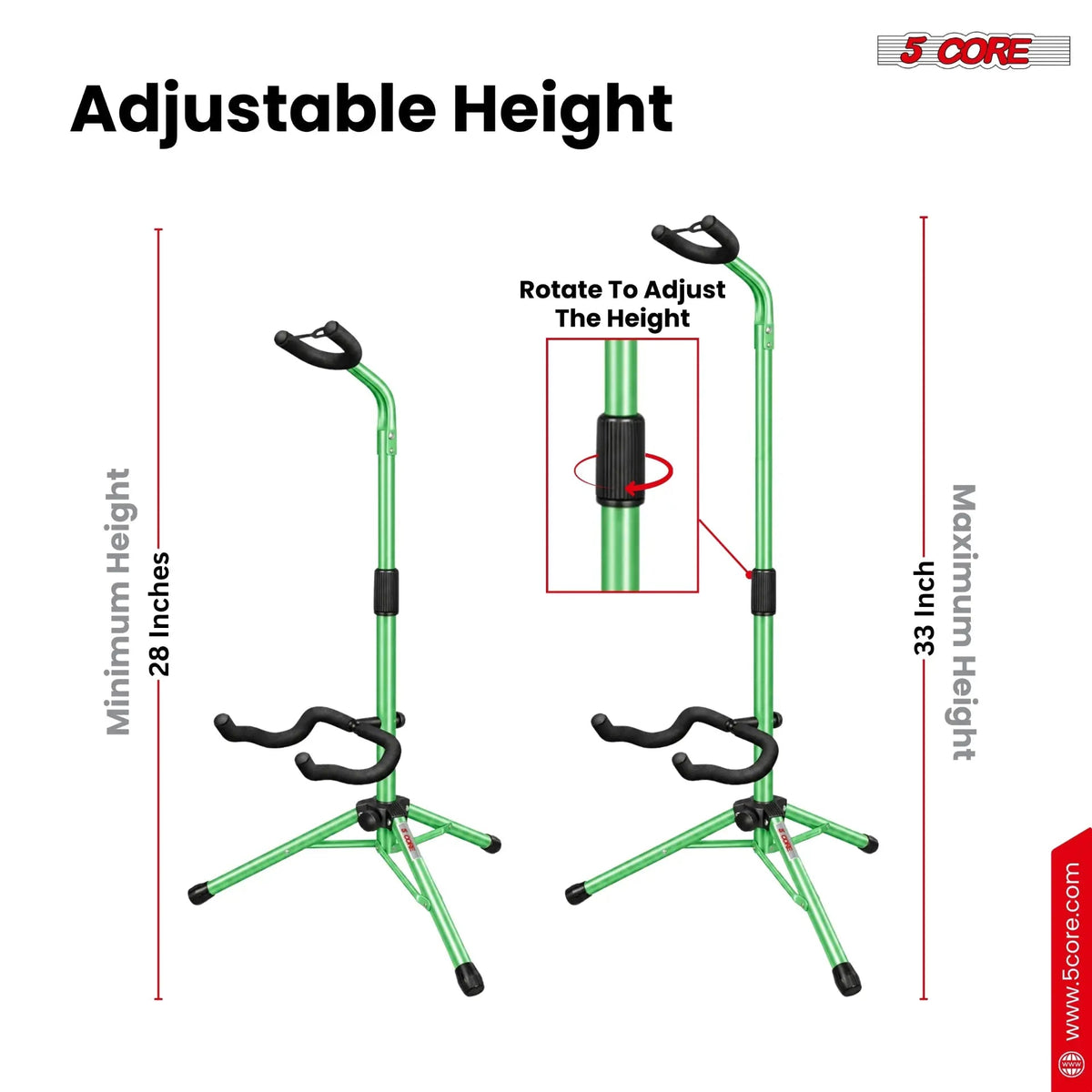 5 Core Guitar Stand Floor Adjustable Heavy Duty w Neck Holder for Acoustic Electric Classic Bass - HONORABLE VETERANS SOLUTIONS