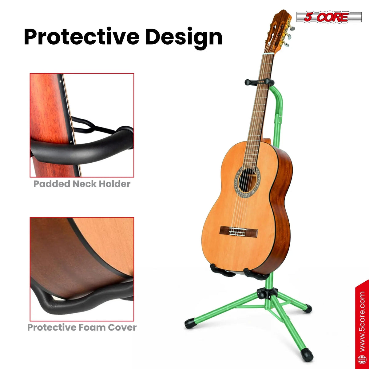 5 Core Guitar Stand Floor Adjustable Heavy Duty w Neck Holder for Acoustic Electric Classic Bass - HONORABLE VETERANS SOLUTIONS