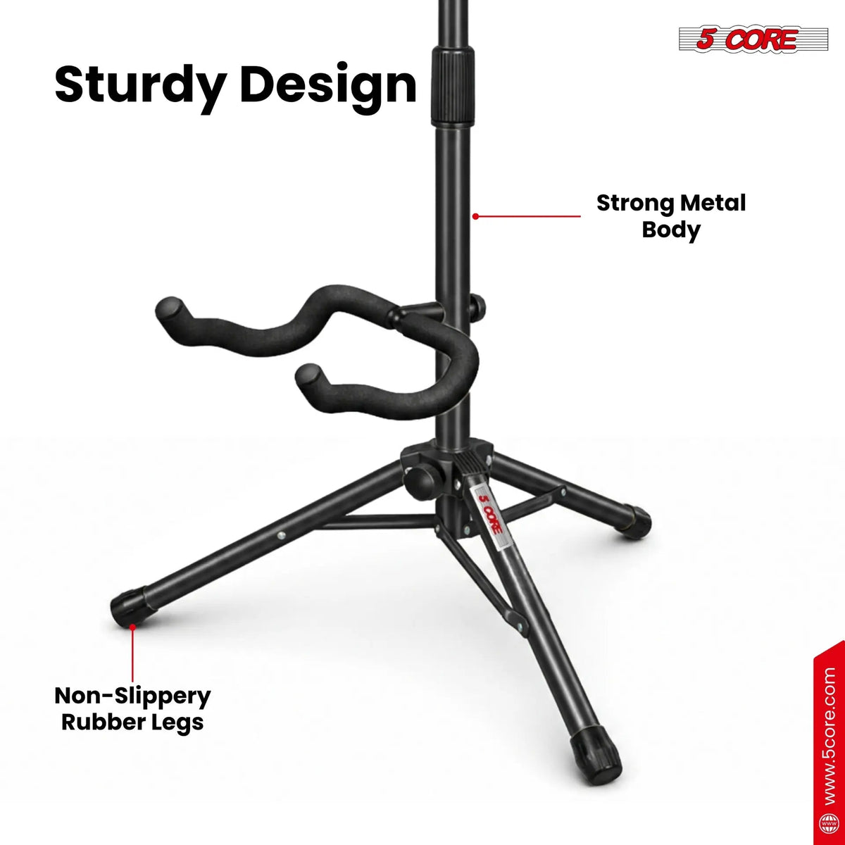 5 Core Guitar Stand Floor Adjustable Heavy Duty w Neck Holder for Acoustic Electric Classic Bass - HONORABLE VETERANS SOLUTIONS
