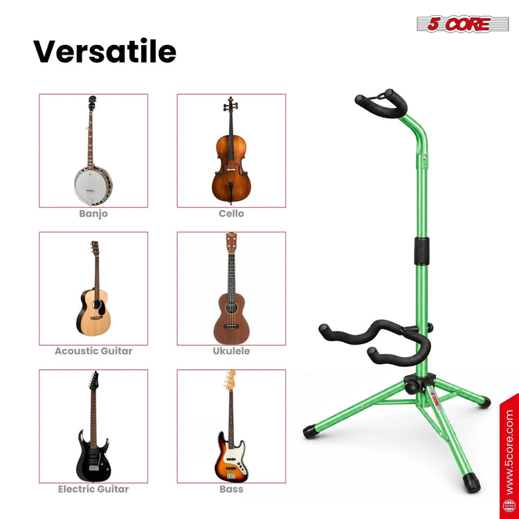 5 Core Guitar Stand Floor Adjustable Heavy Duty w Neck Holder for Acoustic Electric Classic Bass - HONORABLE VETERANS SOLUTIONS