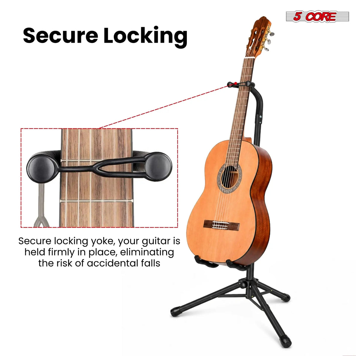 5 Core Guitar Stand Floor Adjustable Heavy Duty w Neck Holder for Acoustic Electric Classic Bass - HONORABLE VETERANS SOLUTIONS