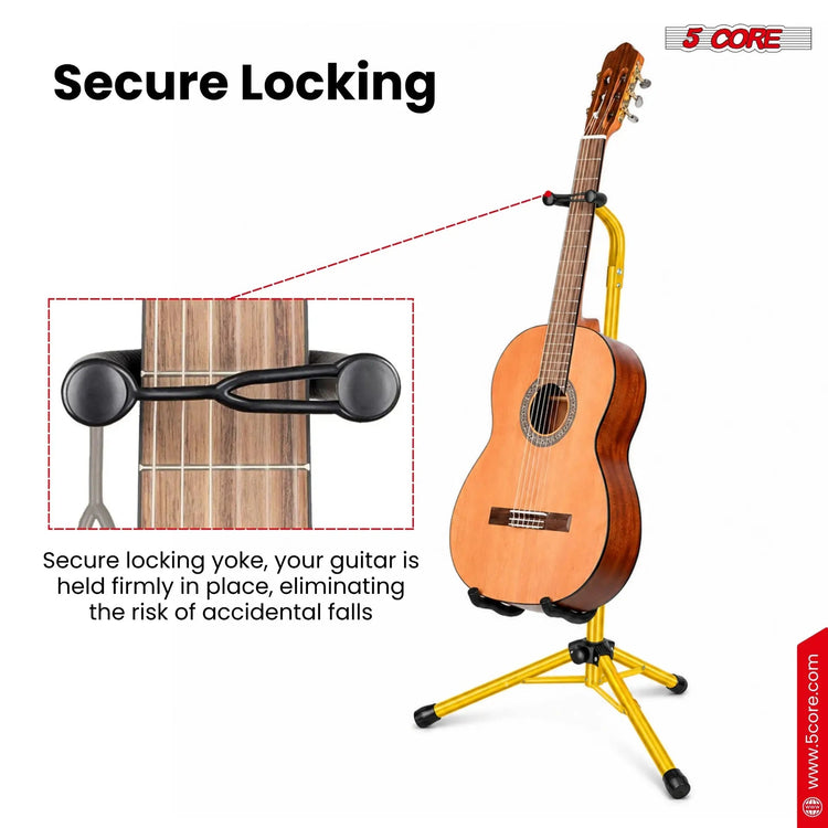 5 Core Guitar Stand Floor Adjustable Heavy Duty w Neck Holder for Acoustic Electric Classic Bass - HONORABLE VETERANS SOLUTIONS