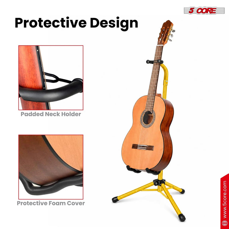 5 Core Guitar Stand Floor Adjustable Heavy Duty w Neck Holder for Acoustic Electric Classic Bass - HONORABLE VETERANS SOLUTIONS