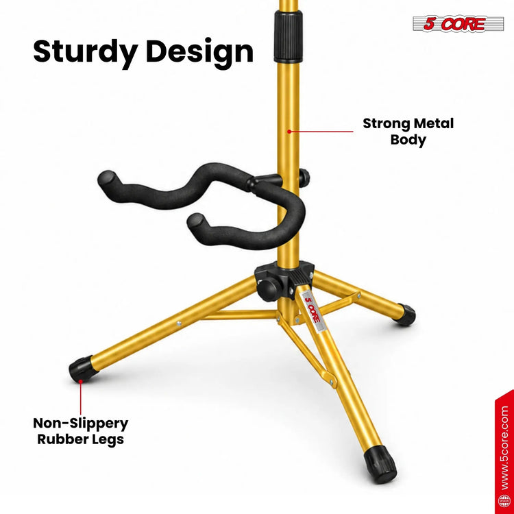 5 Core Guitar Stand Floor Adjustable Heavy Duty w Neck Holder for Acoustic Electric Classic Bass - HONORABLE VETERANS SOLUTIONS