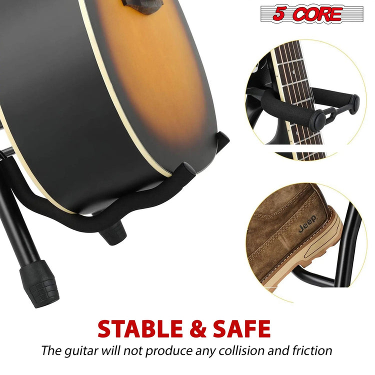 5 Core Guitar Stool 3.15" Padded Chair Foldable Music Seat w Built in Foot Rest Guitar Stand - HONORABLE VETERANS SOLUTIONS