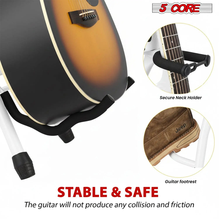 5 Core Guitar Stool 3.15" Padded Chair Foldable Music Seat w Built in Foot Rest Guitar Stand - HONORABLE VETERANS SOLUTIONS