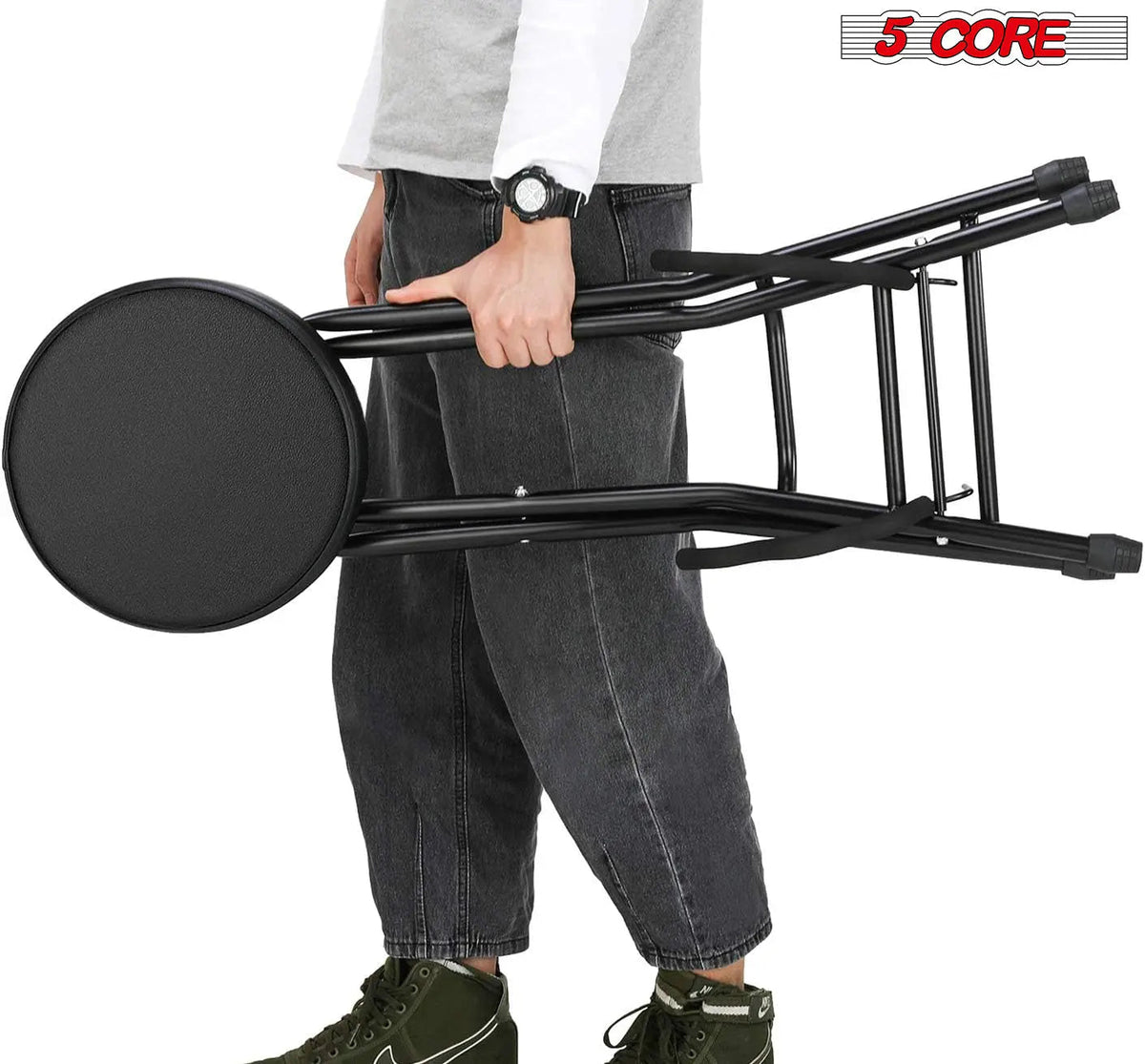 5 Core Guitar Stool 3.15" Padded Chair Foldable Music Seat w Built in Foot Rest Guitar Stand - HONORABLE VETERANS SOLUTIONS