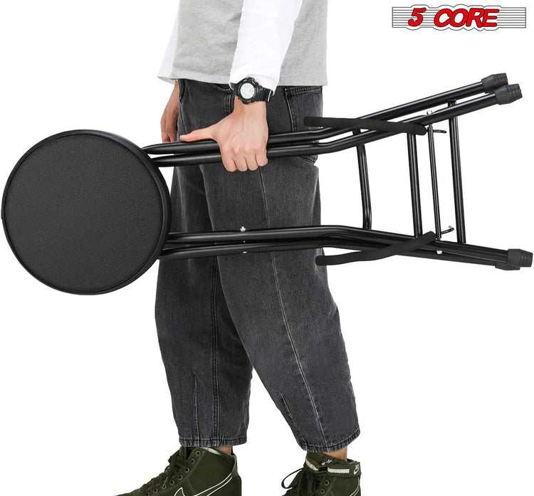 5 Core Guitar Stool 3.15" Padded Chair Foldable Music Seat w Built in Foot Rest Guitar Stand - HONORABLE VETERANS SOLUTIONS