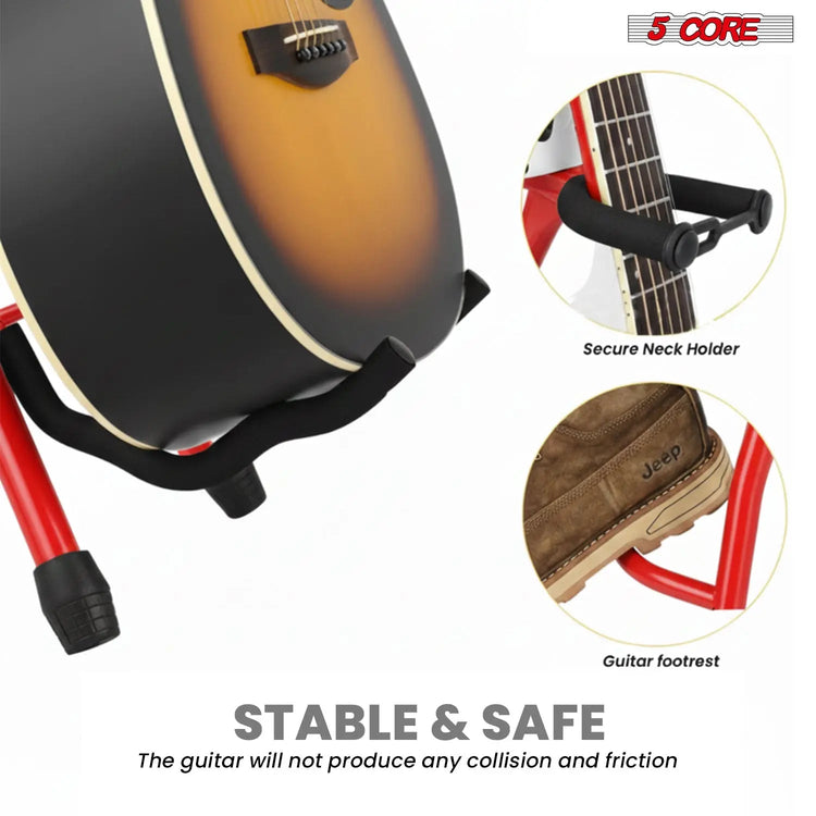 5 Core Guitar Stool 3.15" Padded Chair Foldable Music Seat w Built in Foot Rest Guitar Stand - HONORABLE VETERANS SOLUTIONS