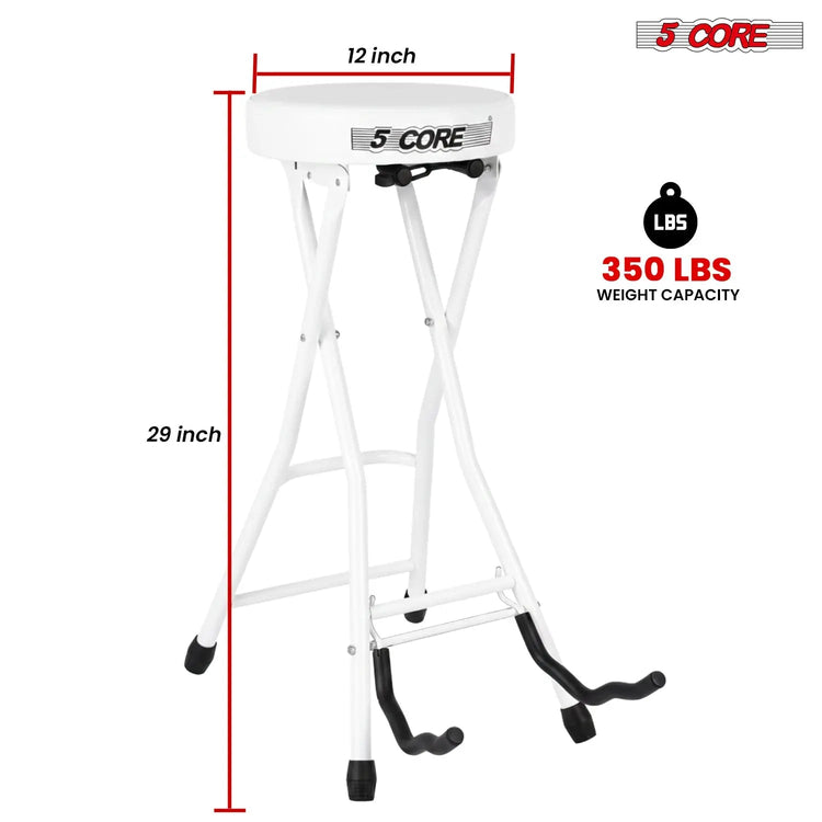 5 Core Guitar Stool 3.15" Padded Chair Foldable Music Seat w Built in Foot Rest Guitar Stand - HONORABLE VETERANS SOLUTIONS