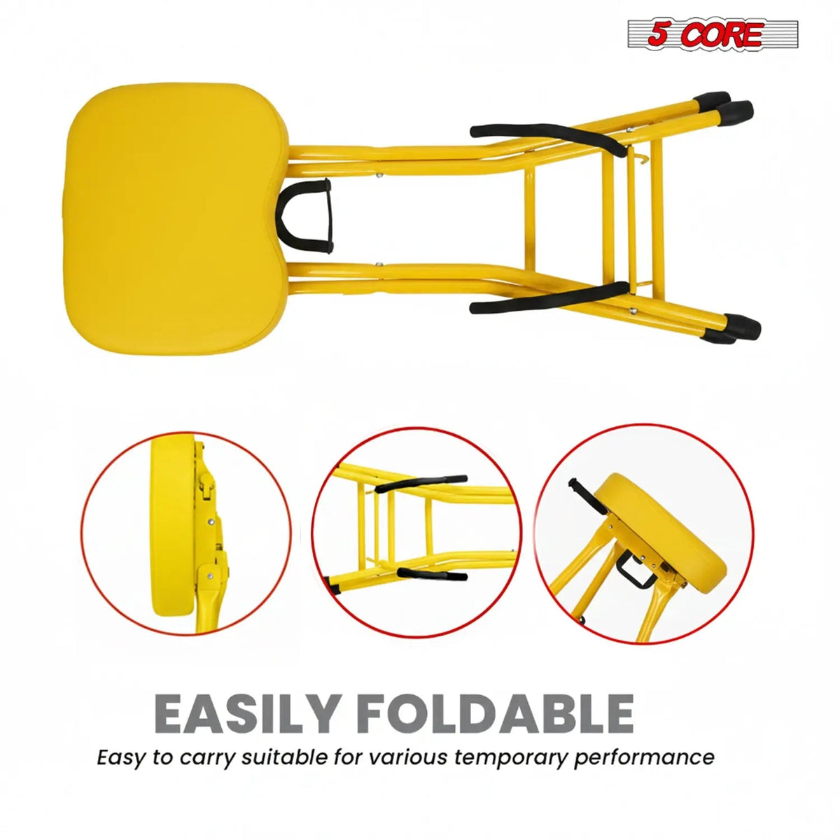 5 Core Guitar Stool 3.15" Padded Chair Foldable Music Seat w Built in Foot Rest Guitar Stand - HONORABLE VETERANS SOLUTIONS