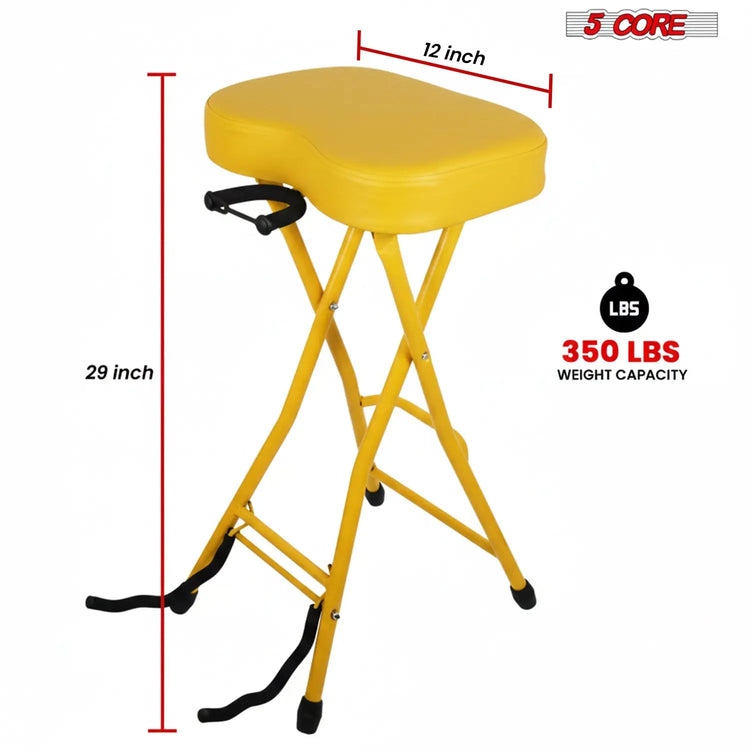 5 Core Guitar Stool 3.15" Padded Chair Foldable Music Seat w Built in Foot Rest Guitar Stand - HONORABLE VETERANS SOLUTIONS