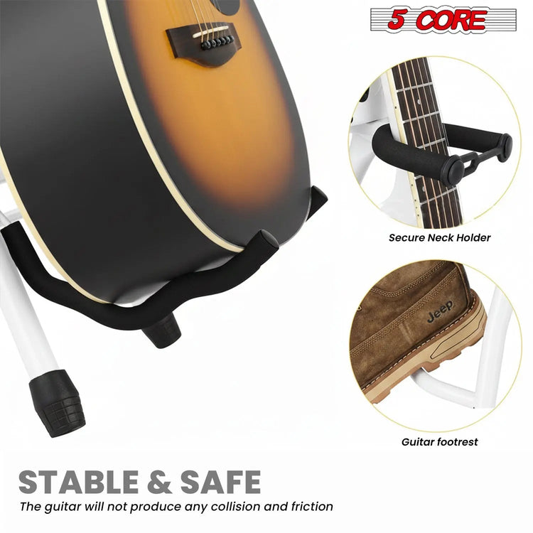 5 Core Guitar Stool w Backrest 3.15" Padded Chair Foldable Music Seat Built in Foot Rest Guitar Stand - HONORABLE VETERANS SOLUTIONS
