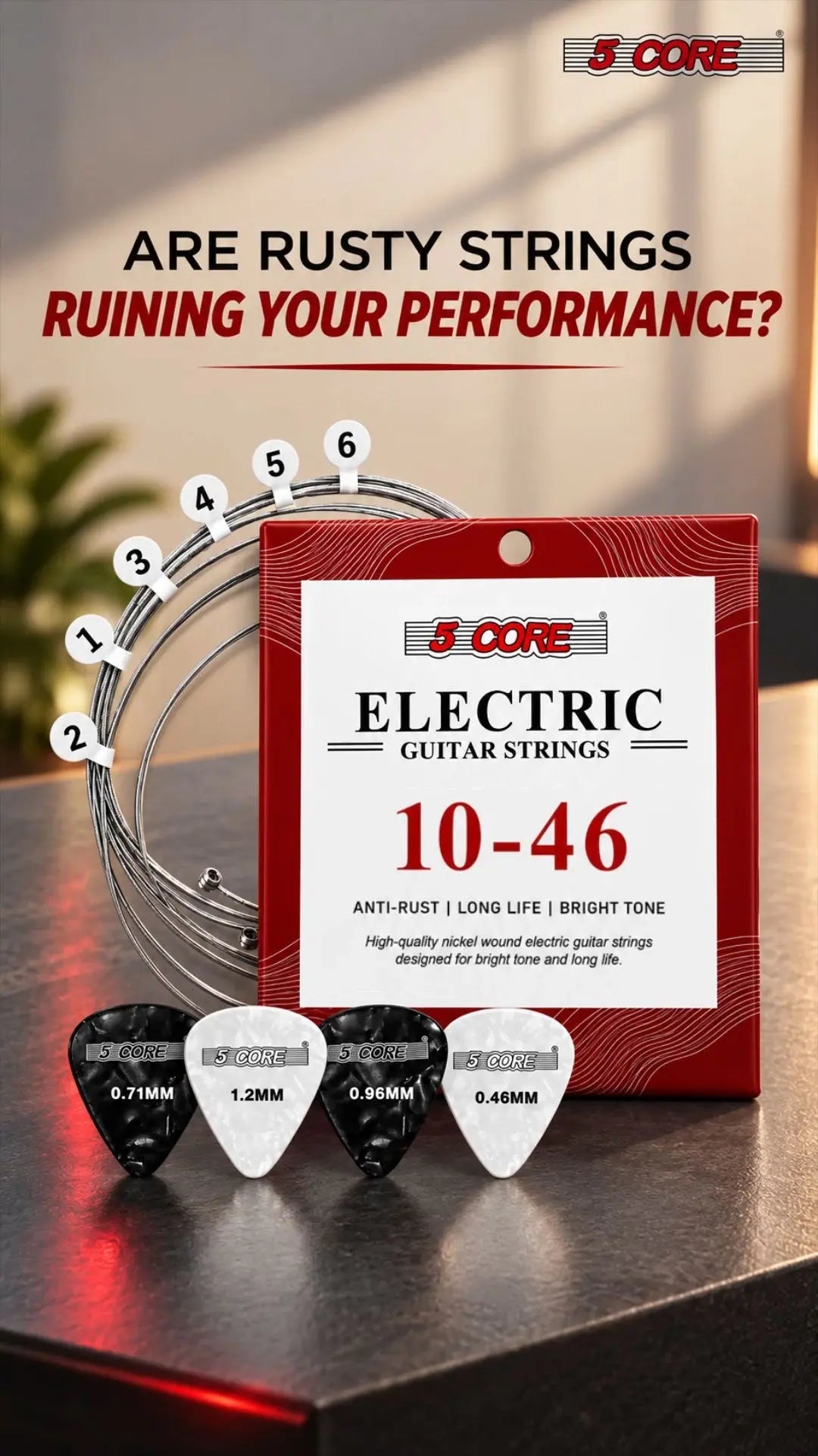 5 Core Guitar Strings Nickel Plated Acoustic Electric Guitar String Set w Picks - HONORABLE VETERANS SOLUTIONS