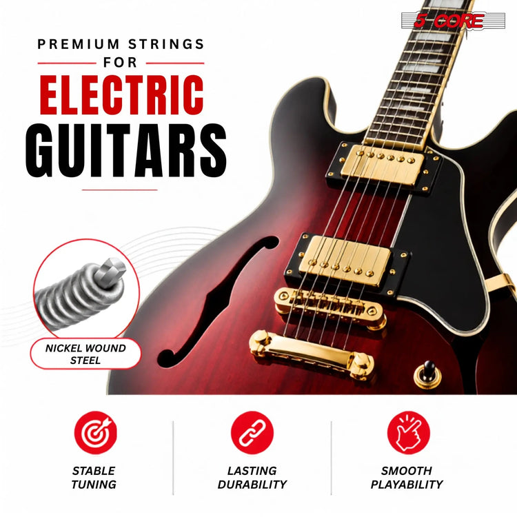 5 Core Guitar Strings Nickel Plated Acoustic Electric Guitar String Set w Picks - HONORABLE VETERANS SOLUTIONS