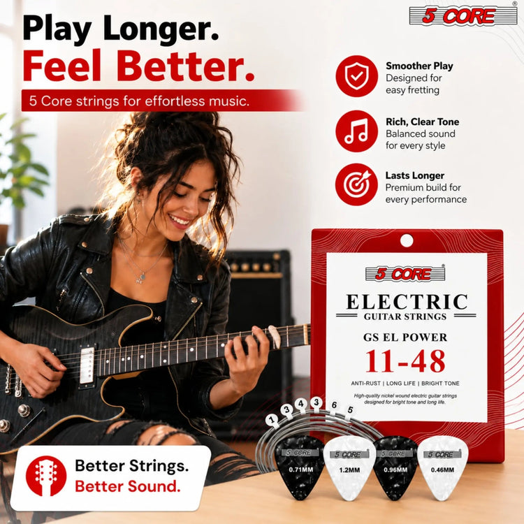 5 Core Guitar Strings Nickel Plated Acoustic Electric Guitar String Set w Picks - HONORABLE VETERANS SOLUTIONS
