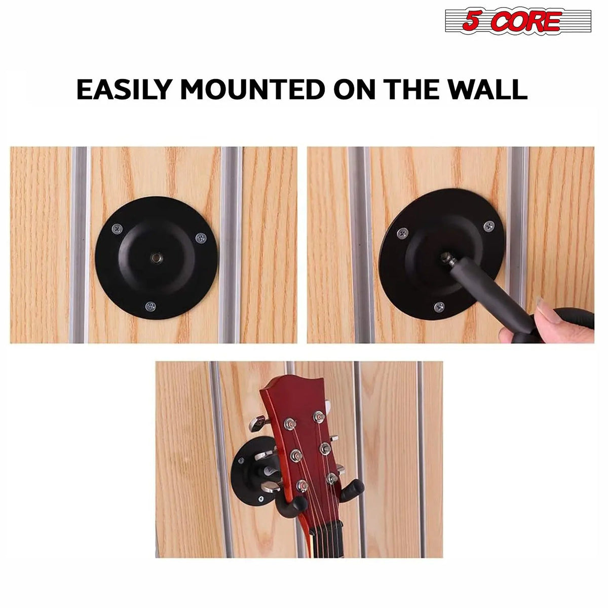 5 Core Guitar Wall Mount 3Pc Wall Mount for Classical Electric Acoustic Bass Guitars for Home Studio - HONORABLE VETERANS SOLUTIONS