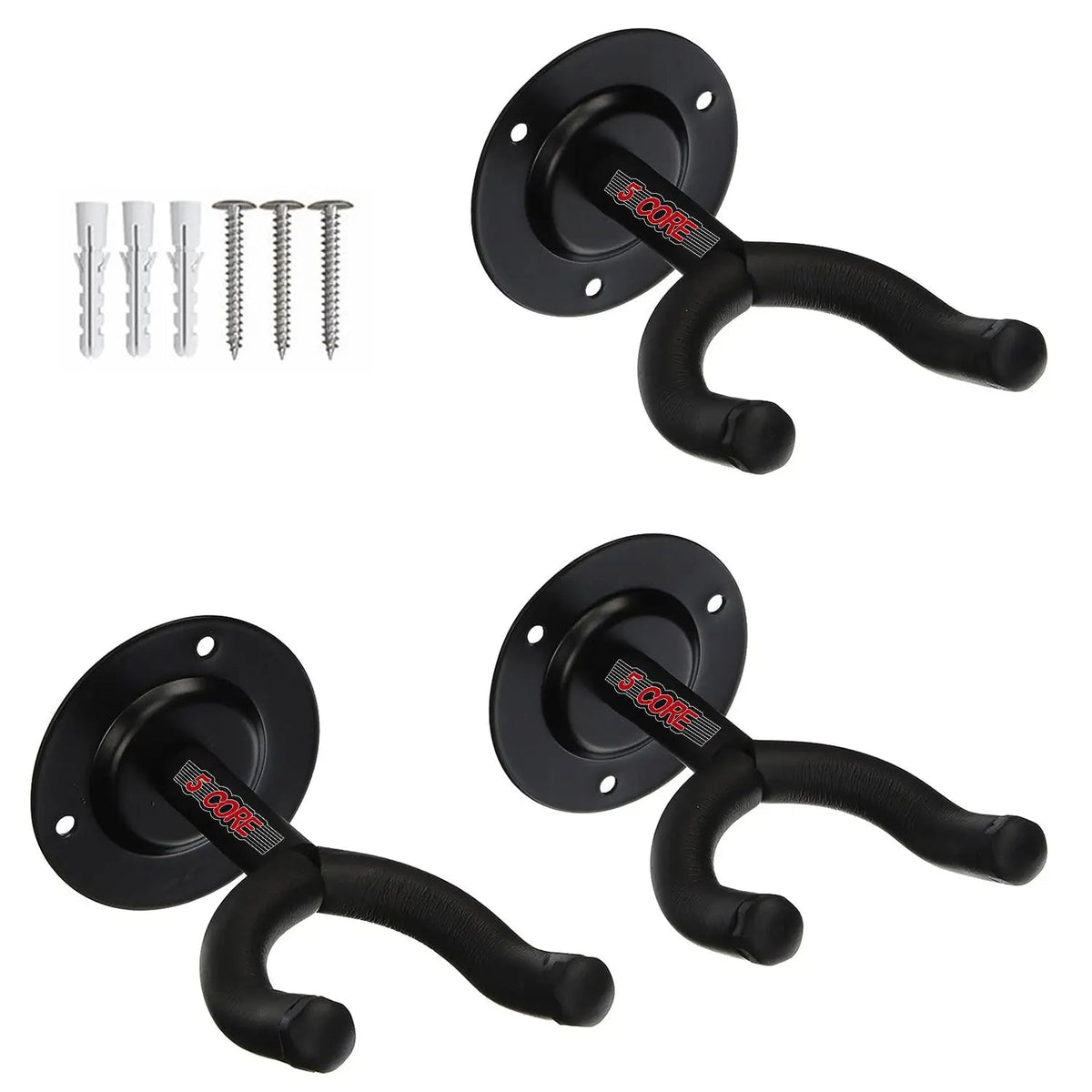 5 Core Guitar Wall Mount 3Pc Wall Mount for Classical Electric Acoustic Bass Guitars for Home Studio - HONORABLE VETERANS SOLUTIONS