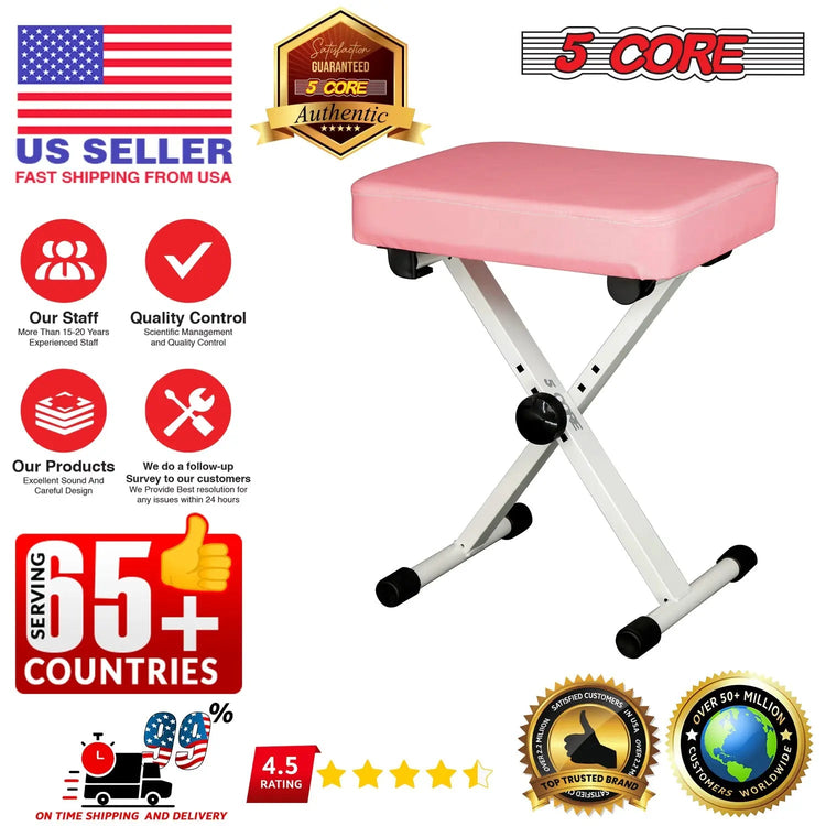 5 Core Keyboard Bench 3 Inch Padded Piano Stool Adjustable 20.5" Guitar Seat Heavy Duty Portable - HONORABLE VETERANS SOLUTIONS