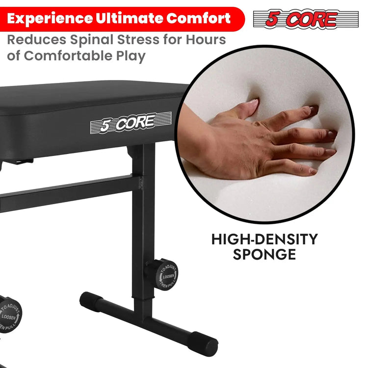 5 Core Keyboard Bench 3" Padded Cushioned Piano Stool Height Adjustable Guitar Seat Folding Portable - HONORABLE VETERANS SOLUTIONS
