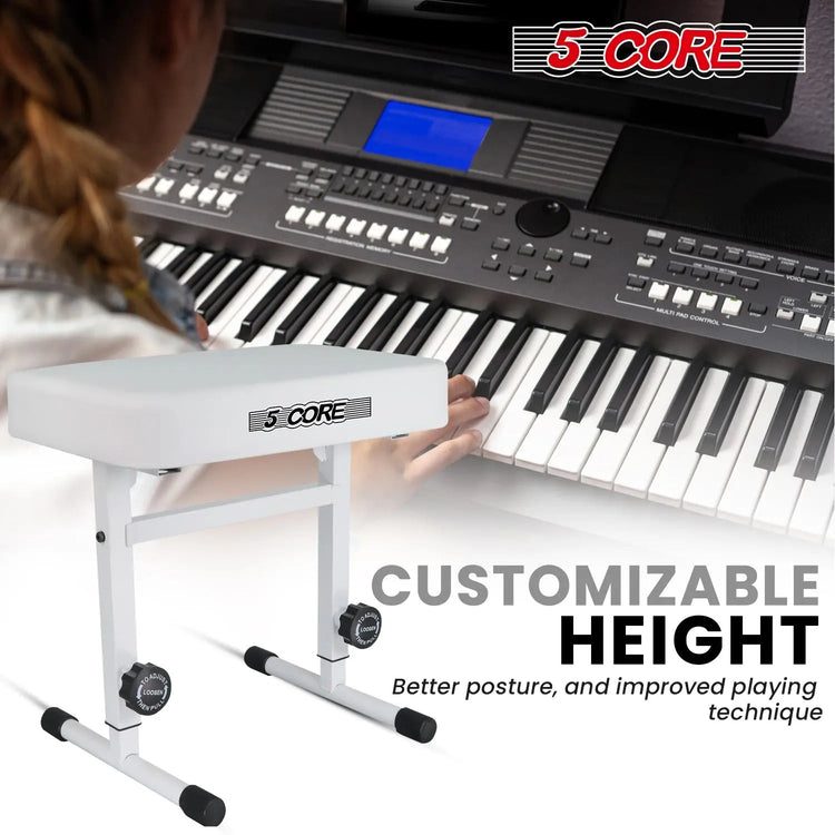 5 Core Keyboard Bench 3" Padded Cushioned Piano Stool Height Adjustable Guitar Seat Folding Portable - HONORABLE VETERANS SOLUTIONS