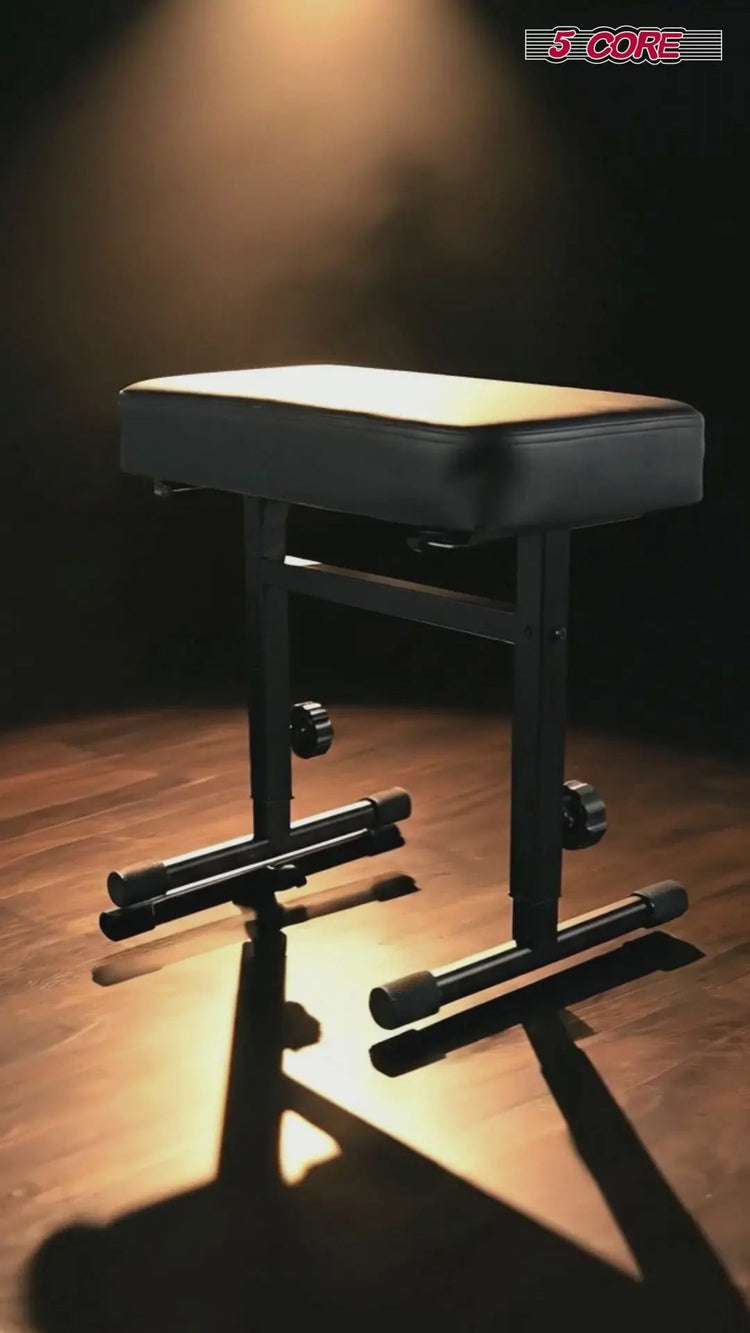 5 Core Keyboard Bench 3" Padded Cushioned Piano Stool Height Adjustable Guitar Seat Folding Portable - HONORABLE VETERANS SOLUTIONS