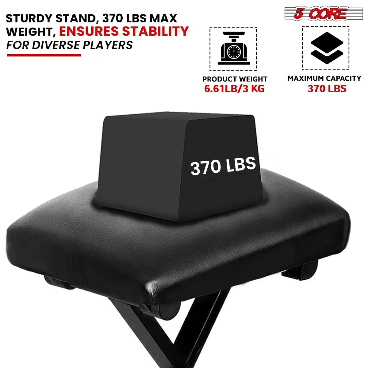 5 Core Keyboard & Bench Set Combo Height Adjustable Key Board Stands w Padded 2" Cushioned Musician - HONORABLE VETERANS SOLUTIONS