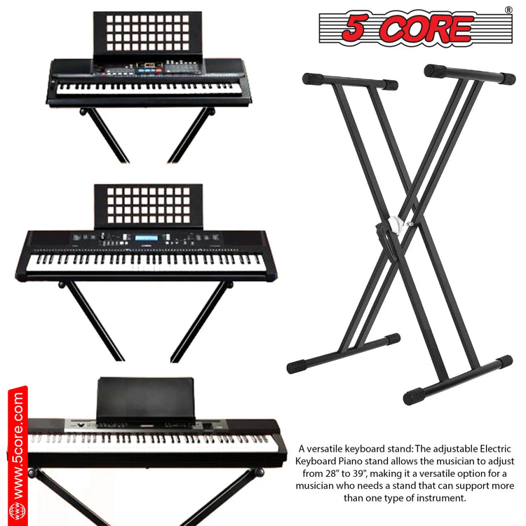 5 Core Keyboard & Bench Set Combo Height Adjustable Key Board Stands w Padded 2" Cushioned Musician - HONORABLE VETERANS SOLUTIONS