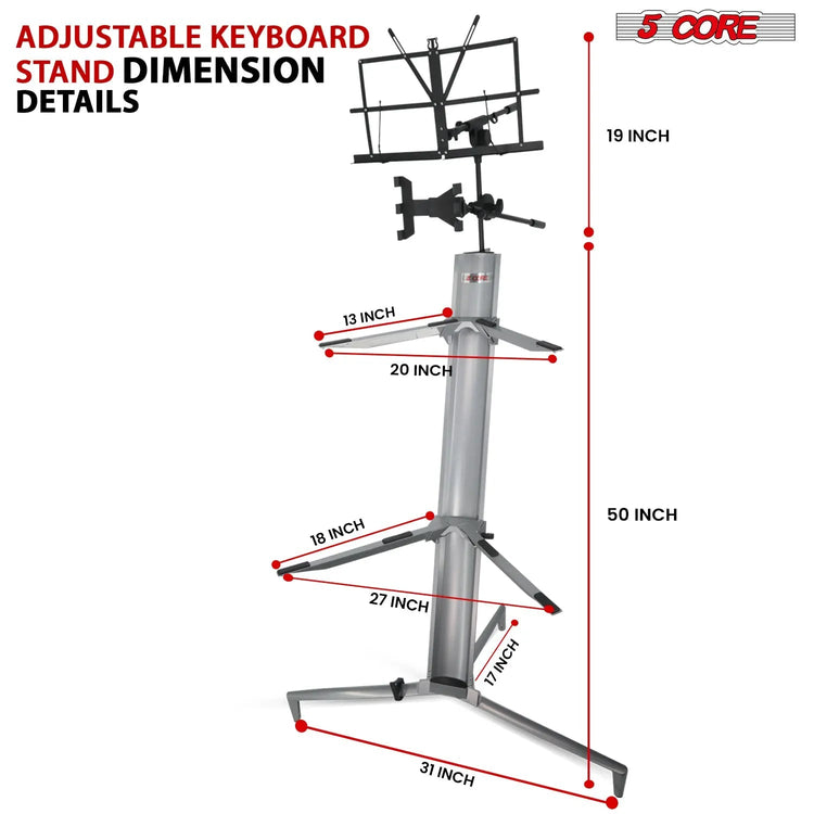 5 Core Keyboard Stand 2 Tier Column for 61/76/88 Key board Heavy Duty Aluminum Build Stands - HONORABLE VETERANS SOLUTIONS
