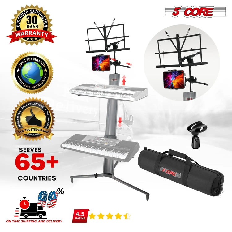 5 Core Keyboard Stand 2 Tier Column for 61/76/88 Key board Heavy Duty Aluminum Build Stands - HONORABLE VETERANS SOLUTIONS