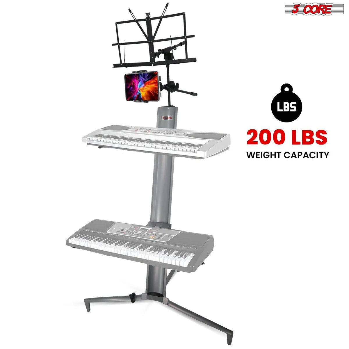 5 Core Keyboard Stand 2 Tier Column for 61/76/88 Key board Heavy Duty Aluminum Build Stands - HONORABLE VETERANS SOLUTIONS