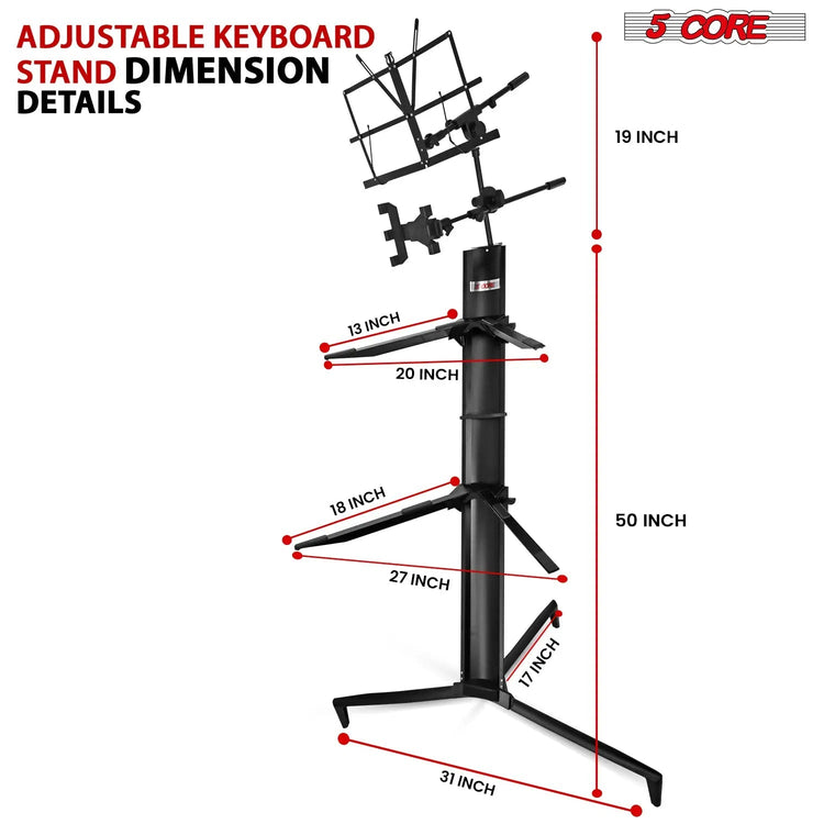 5 Core Keyboard Stand 2 Tier Column for 61/76/88 Key board Heavy Duty Aluminum Build Stands - HONORABLE VETERANS SOLUTIONS