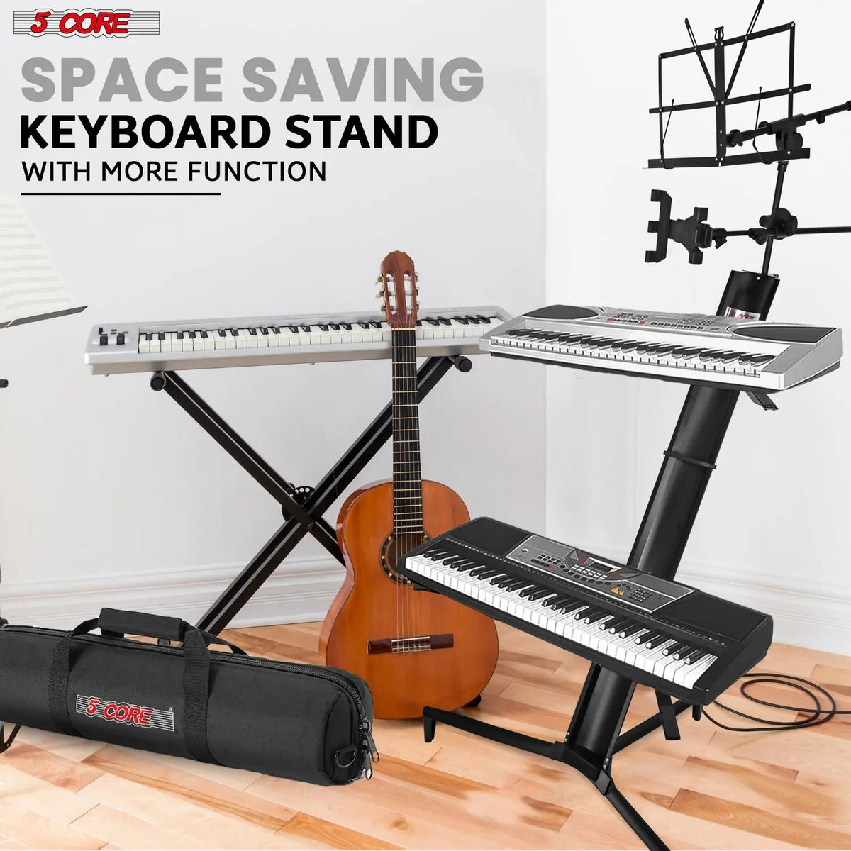 5 Core Keyboard Stand 2 Tier Column for 61/76/88 Key board Heavy Duty Aluminum Build Stands - HONORABLE VETERANS SOLUTIONS