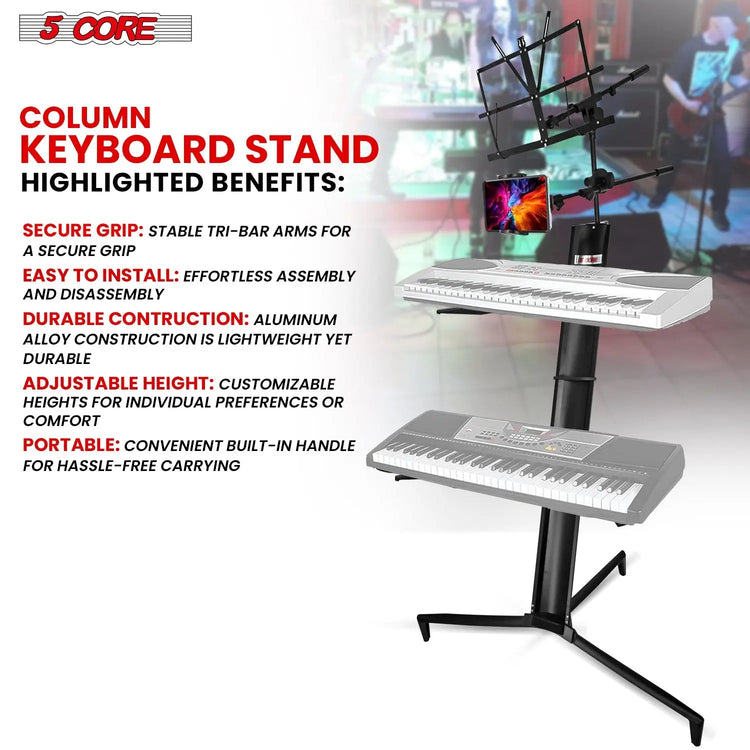 5 Core Keyboard Stand 2 Tier Column for 61/76/88 Key board Heavy Duty Aluminum Build Stands - HONORABLE VETERANS SOLUTIONS