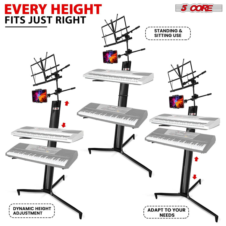 5 Core Keyboard Stand 2 Tier Column for 61/76/88 Key board Heavy Duty Aluminum Build Stands - HONORABLE VETERANS SOLUTIONS