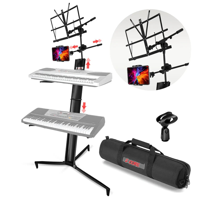 5 Core Keyboard Stand 2 Tier Column for 61/76/88 Key board Heavy Duty Aluminum Build Stands - HONORABLE VETERANS SOLUTIONS