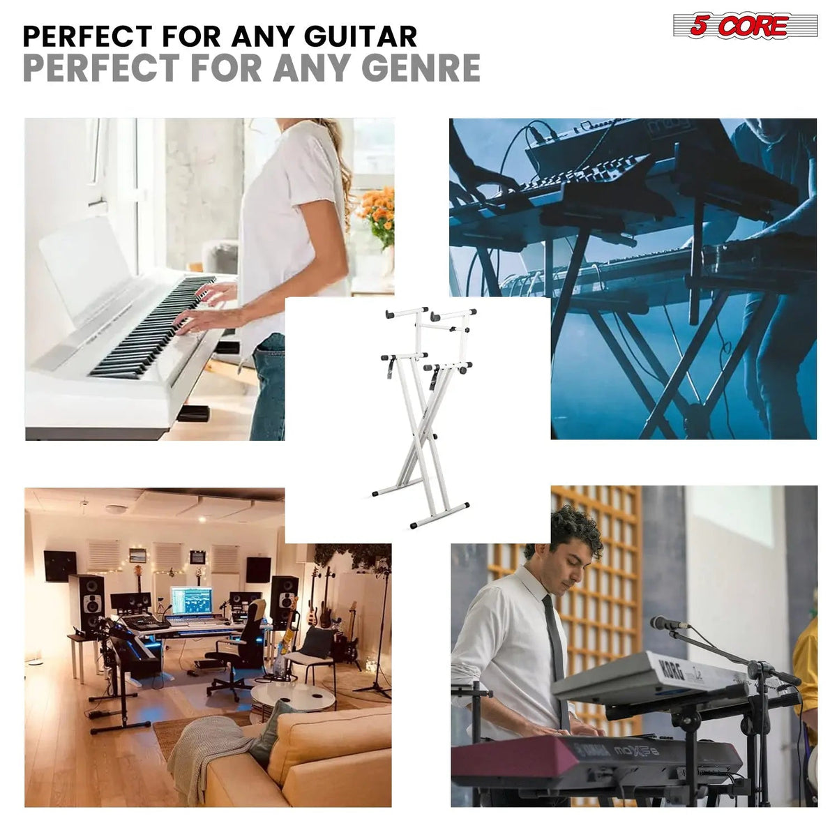 5 Core Keyboard Stand 2 Tier Doubled X Shape Adjustable Heavy Duty Key Board DJ Controller Stands - HONORABLE VETERANS SOLUTIONS