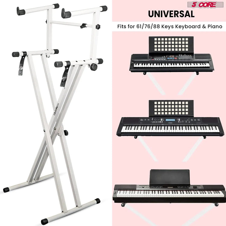 5 Core Keyboard Stand 2 Tier Doubled X Shape Adjustable Heavy Duty Key Board DJ Controller Stands - HONORABLE VETERANS SOLUTIONS